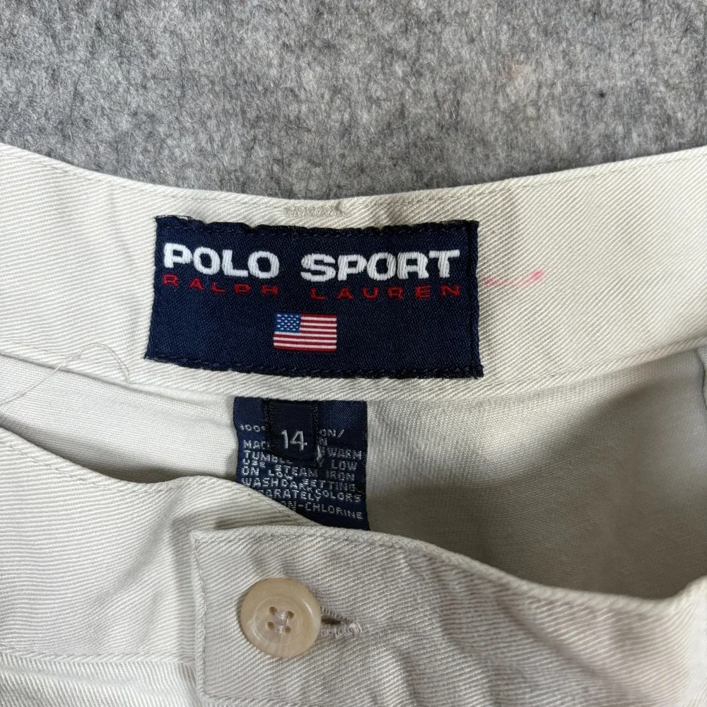 Polo Sport Ralph Lauren Shorts Women's Size 14 White Chino Pleated Front Vintage